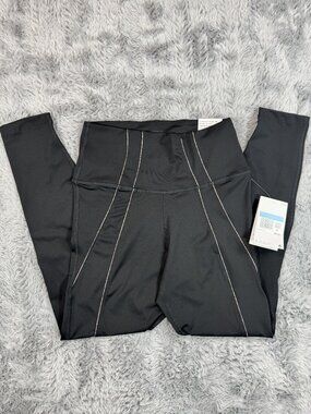 Nike Yoga Dri-FIT Black Gold Leggings Womens Medium Yoga Luxe Athletic High Rise